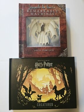 Two Popup Books Harry Potter Creatures and Leonardo Da Vinci Machines